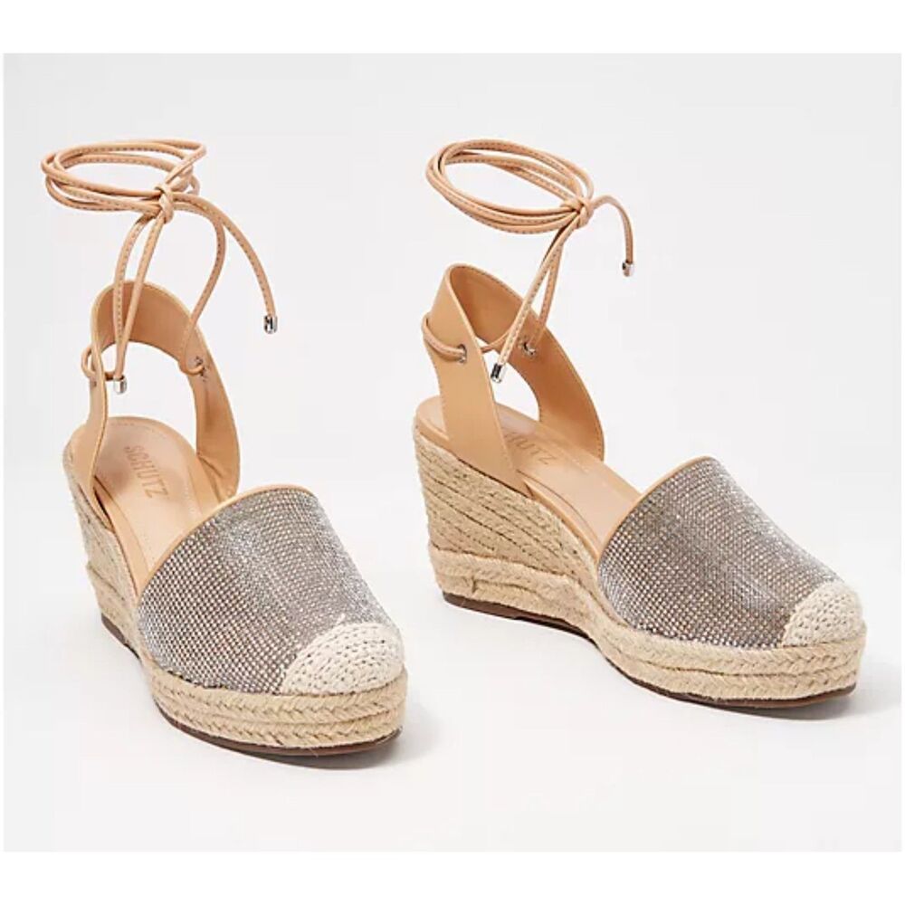 Schutz Glitter Lace-Up Wedges - Celinah, NEW! Size 8B